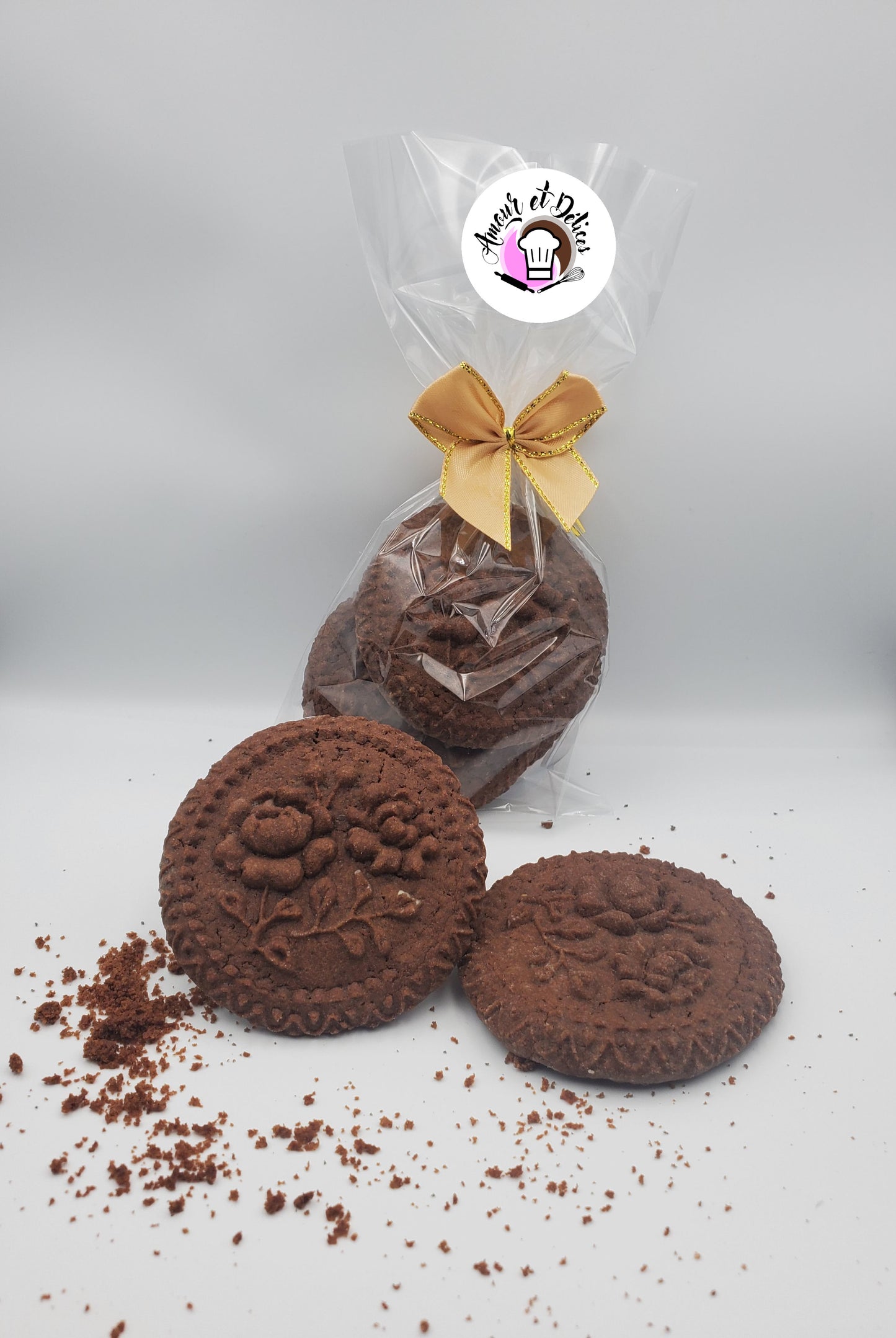 Biscuit gout chocolat forme MEDAILLON FLORAL